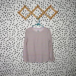 Wonder Nation Rainbow Striped Basic Long Sleeve Girls T-Shirt